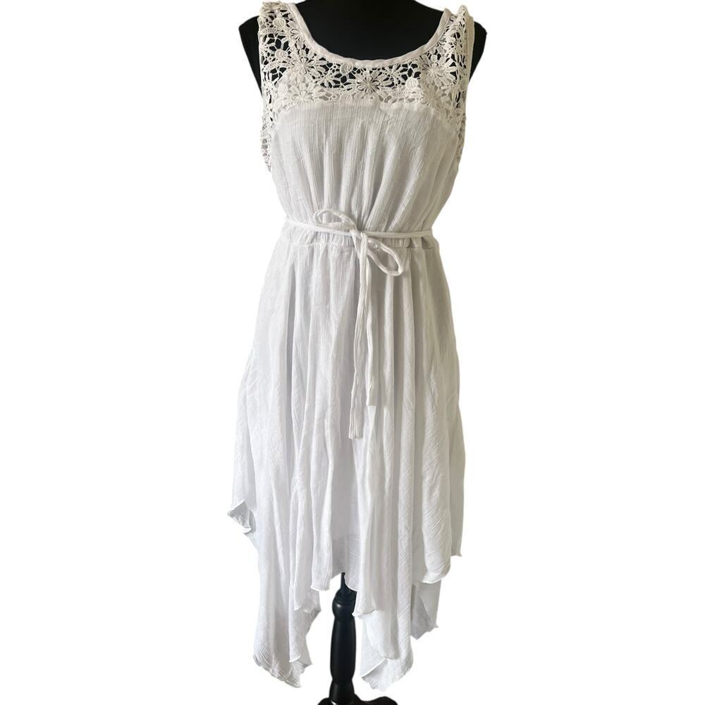 Mlle Gabrielle‎ Women’s Fairy Cottage Gauze Asymmetrical Dress White Size Large